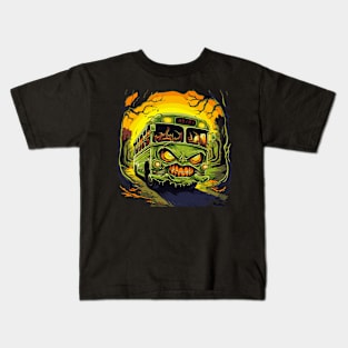 Halloween Scary Creepy Bus Kids T-Shirt